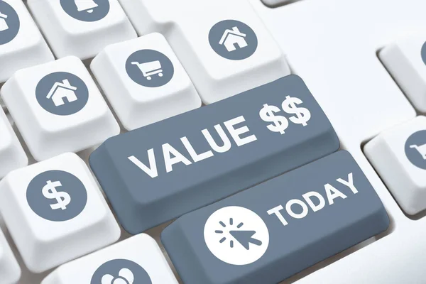 Tekst Pokazujący Inspirację Value Business Prezentuje Wartość Identyfikatora Procesu Aktualnie — Zdjęcie stockowe