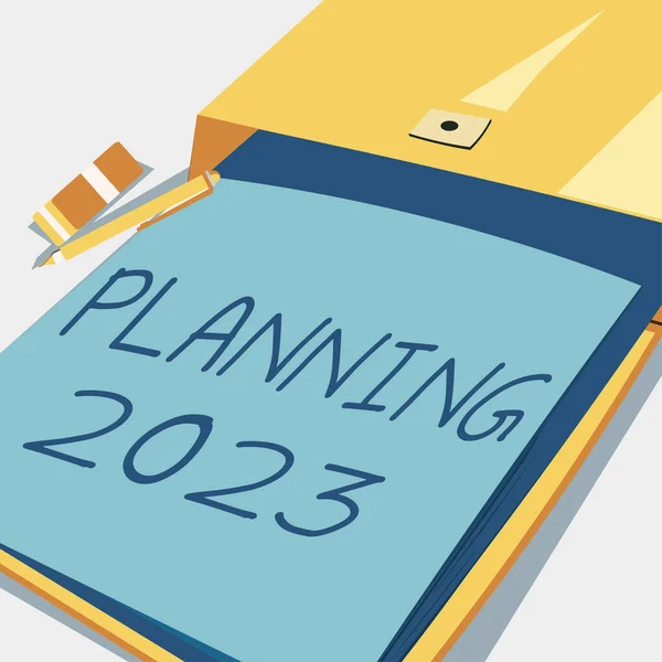 計画2023を提示するテキストキャプション 概念的な意味は 長期的な目標を配置する心の終わりから始まります — ストック写真