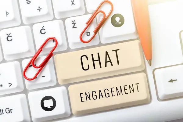 Signe Affichant Engagement Chat Aperçu Entreprise Client Interagit Directement Avec — Photo