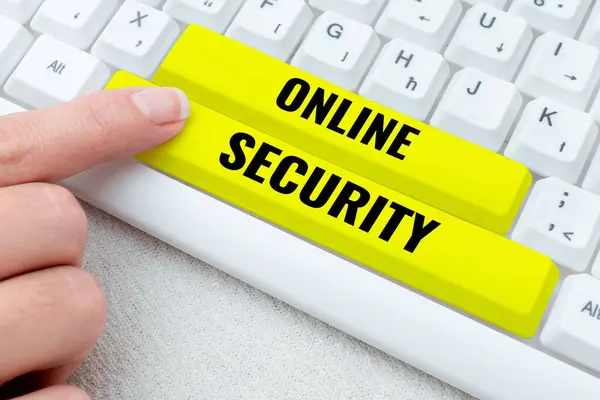 Podpis Koncepcyjny Bezpieczeństwo Online Słowo Napisane Akcie Zapewnienia Bezpieczeństwa Transakcji — Zdjęcie stockowe