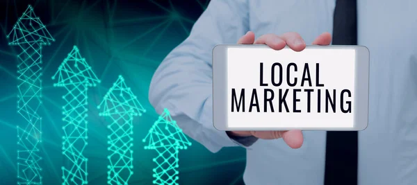 Teksten Weergeven Lokale Marketing Business Overzicht Richt Zich Klanten Door — Stockfoto