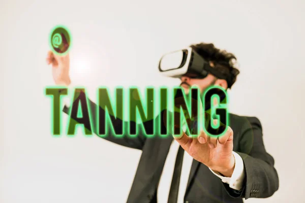 Text Showing Inspiration Tanning Business Approach Natural Darkening Scin Tissues — Stock Photo, Image