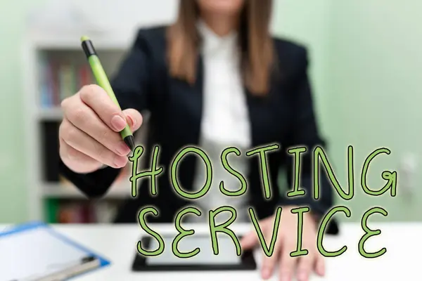 Inspiráló Szöveg Hosting Service Business Approach Szolgáltatásokat Nyújt Honlapon Látható — Stock Fotó