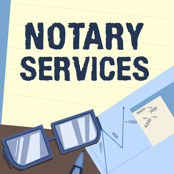 Hand Writing Sign Notary Services Word Written Services Rendered State — Stock Photo, Image