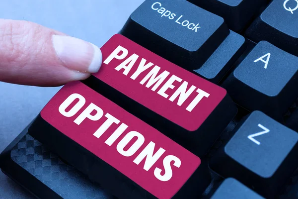 Conceptual Caption Payment Options Business Overview Ways Customers Can Pay — Stock Photo, Image