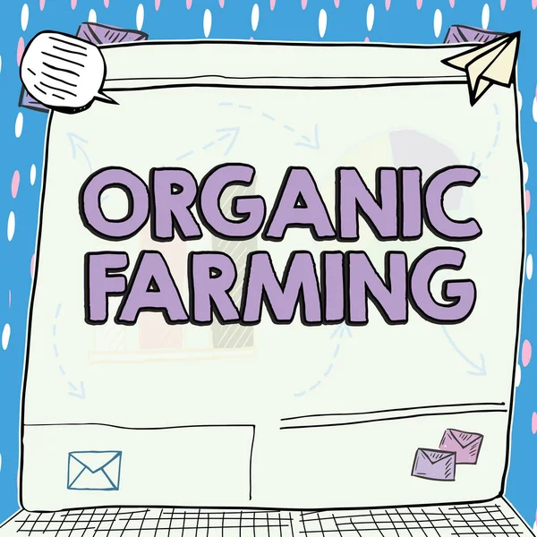 생태계에 방제를 사용하는 체계를 단어인 농업을 표시하는 표지판 — 스톡 사진