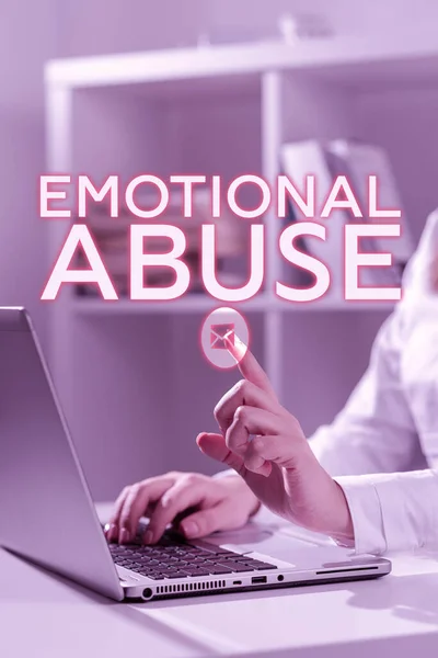 Texto Mano Abuso Emocional Concepto Internet Persona Que Somete Expone — Foto de Stock