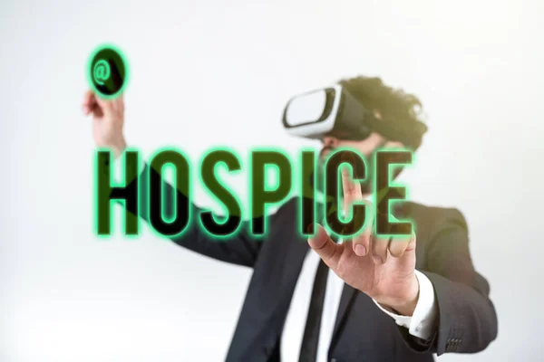 Концептуальная Подпись Hospice Business Showcase Focuses Palliation Terminally Ill Patients — стоковое фото