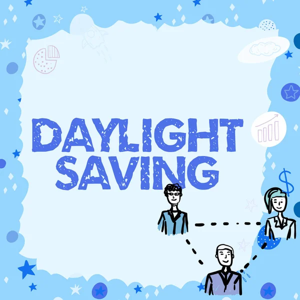 Text Caption Presenting Daylight Saving Business Concept Turning Clock Ahead — Stock Photo, Image