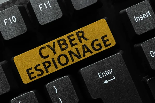 Señal Mostrando Cyber Espionaje Foto Conceptual Obtener Secretos Información Sin — Foto de Stock