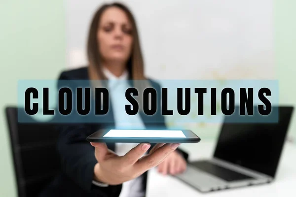 Текст Показує Натхнення Cloud Solutions Бізнес Концепція Сервісів Або Ресурсів — стокове фото