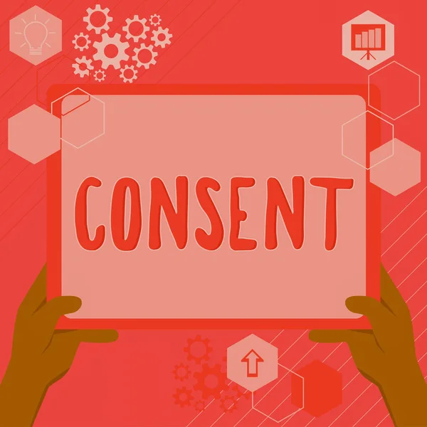 Text Caption Presenting Consent Concept Meaning General Agreement Particular Subject — Stock Photo, Image