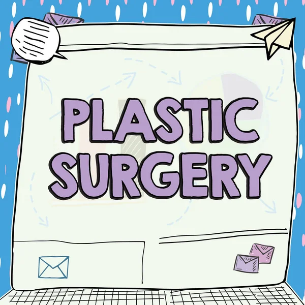 Skylt Som Visar Plastikkirurgi Affärsidé Reparera Delar Kroppen Genom Överföring — Stockfoto