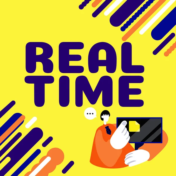 Sign Exibindo Tempo Real Internet Concept Tempo Real Durante Qual — Fotografia de Stock