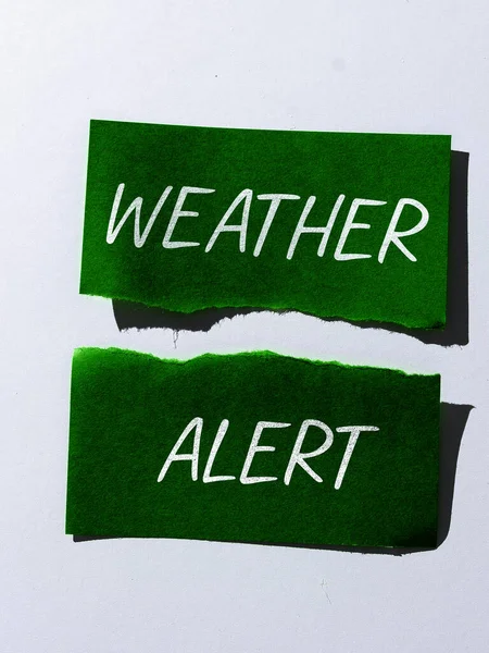 Inspiração Mostrando Sinal Alerta Meteorológico Conceito Significado Alerta Urgente Sobre — Fotografia de Stock