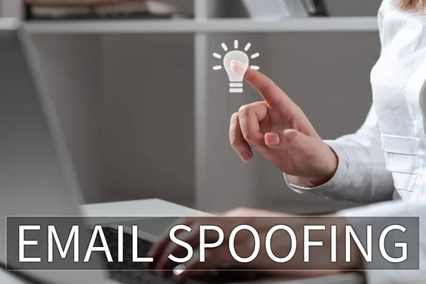 Inspirace Zobrazující Znamení Email Spoofing Koncepce Znamená Zabezpečit Přístup Obsah — Stock fotografie