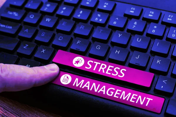 Inspiração Mostrando Sinal Stress Management Conceito Significando Formas Aprendizagem Comportar — Fotografia de Stock
