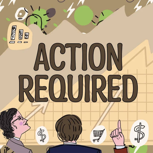 Tekst Pokazujący Inspirację Akcja Wymagana Koncepcja Biznesowa Regard Action Someone — Zdjęcie stockowe