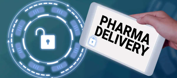 Inspiration Showing Sign Pharma Delivery Word Getting Your Prescriptions Mailed — Stock Photo, Image