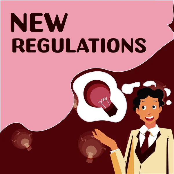 Leyenda Conceptual Nuevos Reglamentos Concepto Que Significa Regulación Que Controla — Foto de Stock