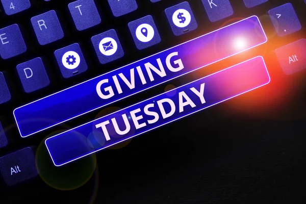 stock image Inspiration showing sign Giving Tuesday, Business concept international day of charitable giving Hashtag activism