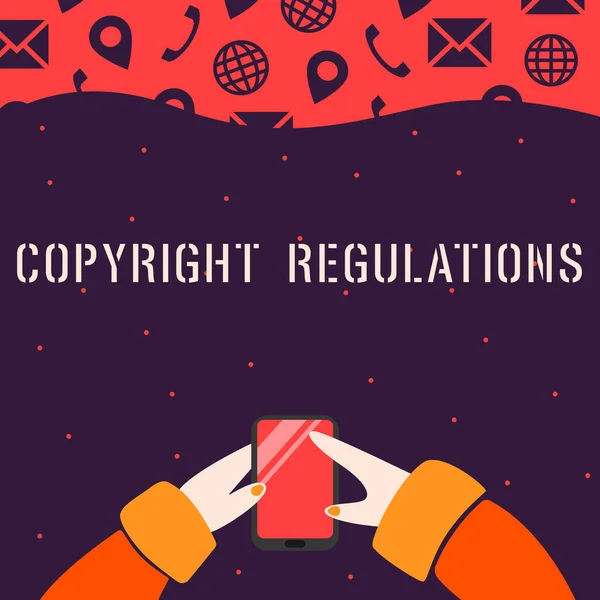 Zeichen Das Urheberrechtsbestimmungen Anzeigt Business Approach Body Law Das Die — Stockfoto