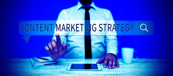 Sign Display Content Marketing Strategy Konzeptionelle Foto Verteilung Von Inhalten — Stockfoto