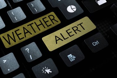 Kavramsal manşet Hava Alarmı, iş konsepti atmosferin durumu hakkında acil uyarı yeri ve zamanı