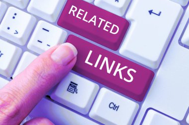 El yazısı metinleri İlgili Bağlantılar, İnternet Konsepti Web Sayfası Çapraz referans Hotlinks Hyperlinks