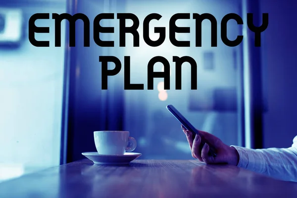 Text Sign Showing Emergency Plan Conceptual Photo Procedures Response Major — Stock Photo, Image