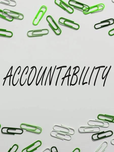 Psaní Zobrazující Text Odpovědnost Slovo Napsané Stavu Odpovědnosti Odpovědnost Něco — Stock fotografie