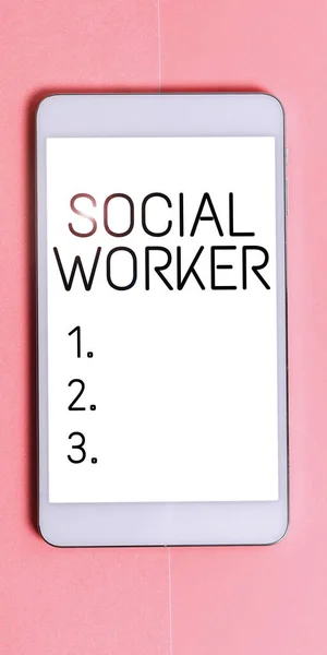Texto Que Presenta Social Worker Business Muestra Asistencia Personas Del — Foto de Stock