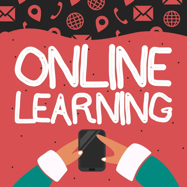 Text Zobrazující Inspiraci Online Učení Slovo Pro Larning Pomocí Internetu — Stock fotografie