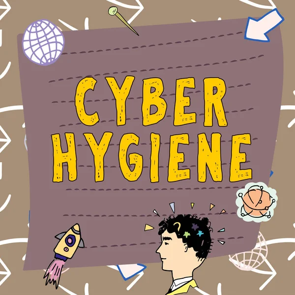 Signe Texte Montrant Cyber Hygiène Word Écrit Sur Les Mesures — Photo