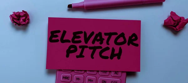 Tekst Met Inspiratie Elevator Pitch Conceptuele Foto Een Overtuigende Verkooppraatje — Stockfoto