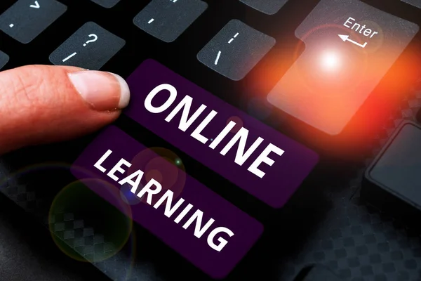Mão Escrita Sinal Aprendizagem Online Ideia Negócio Larning Com Ajuda — Fotografia de Stock