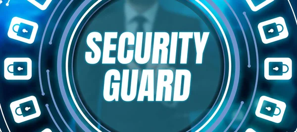 Szöveges Megjelenítés Biztonsági Őrség Több Biztonsági Alkalmazás Kezelésére Használt Fogalmi — Stock Fotó
