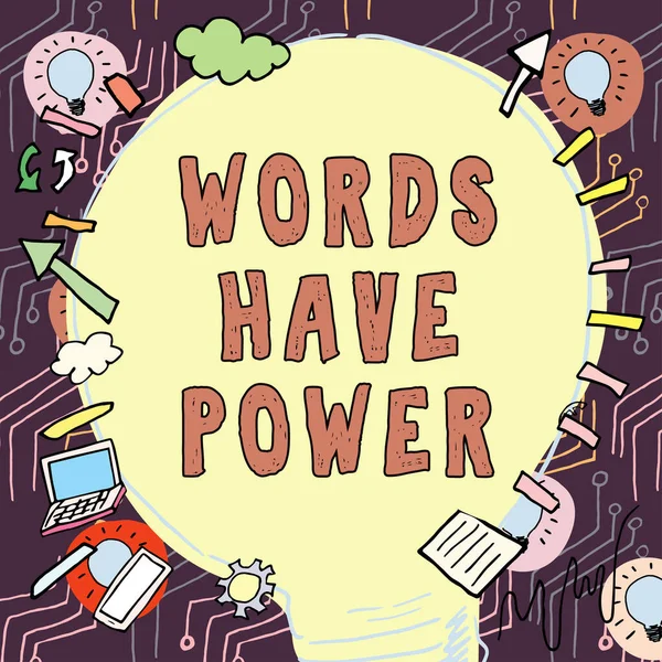 Tekst Bijschrift Presenteren Words Have Power Business Showcase Energie Vermogen — Stockfoto