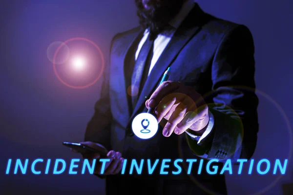 Tekenen Tonen Incident Investigation Business Showcase Verantwoordelijk Voor Integriteit Van — Stockfoto