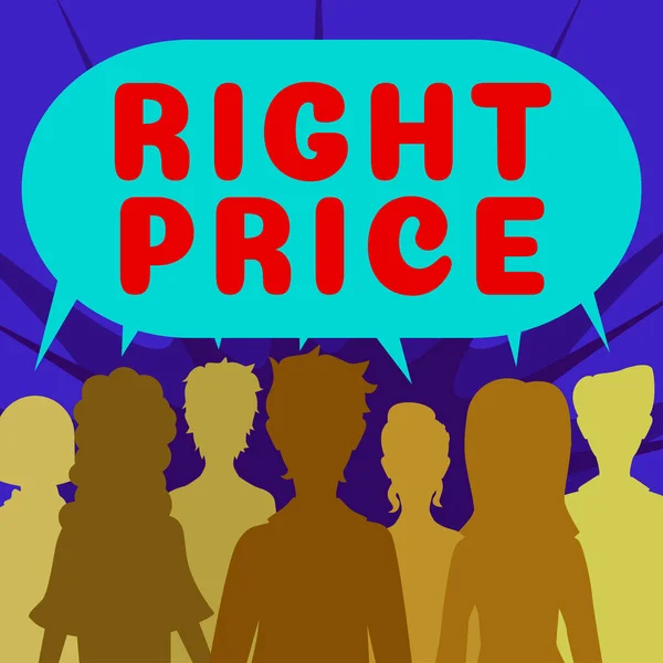 Text Sign Showing Right Price Conceptual Photo Amount Money Reasonable — Stock Photo, Image