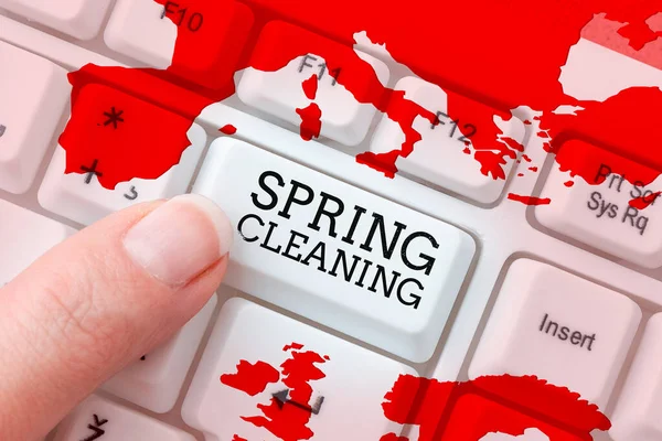 Podpis Koncepcyjny Wiosenne Porządki Praktyka Biznesowa Gruntownego Sprzątania Domu Wiosną — Zdjęcie stockowe