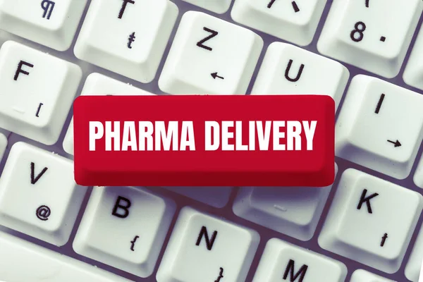 Psaní Zobrazující Text Pharma Delivery Business Showcase Jak Vám Zasílají — Stock fotografie