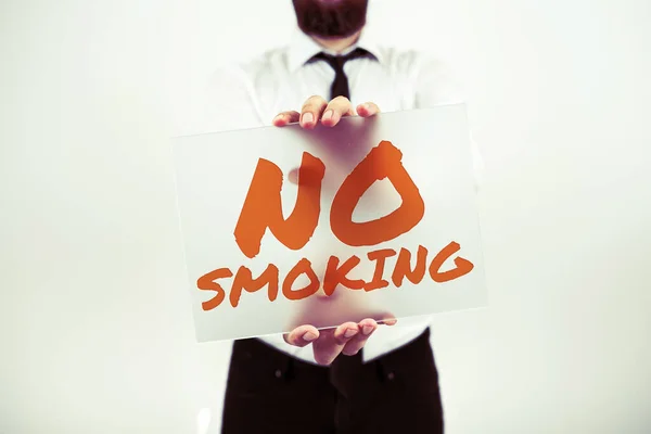 Sinal Texto Mostrando Não Fumar Foto Conceitual Usando Tabaco Proibido — Fotografia de Stock