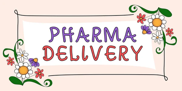 Conceptual Caption Pharma Delivery Internet Concept Recibir Sus Recetas Enviadas — Foto de Stock