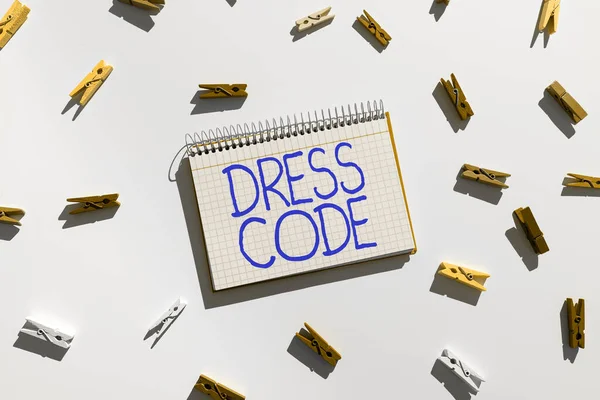 Texto Escritura Mano Código Vestimenta Idea Negocio Una Forma Aceptada —  Fotos de Stock