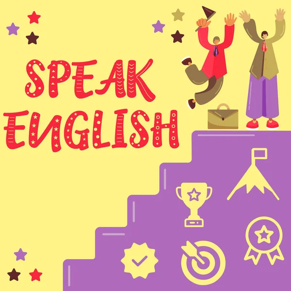 Teksten Weergeven Spreek Engels Zakelijke Aanpak Studeer Een Andere Vreemde — Stockfoto
