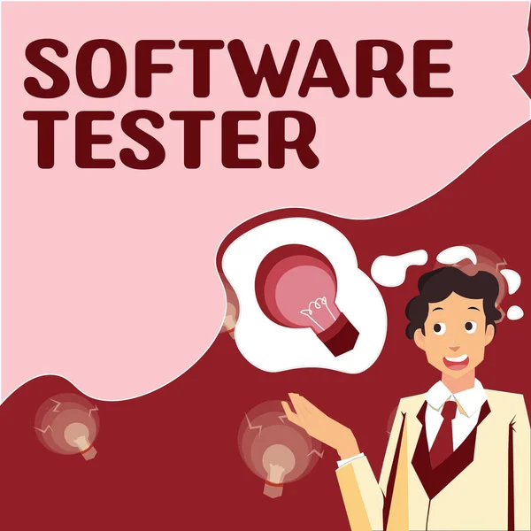 Sign Display Software Tester Business Ansatz Implementiert Software Vor Bösartigen — Stockfoto