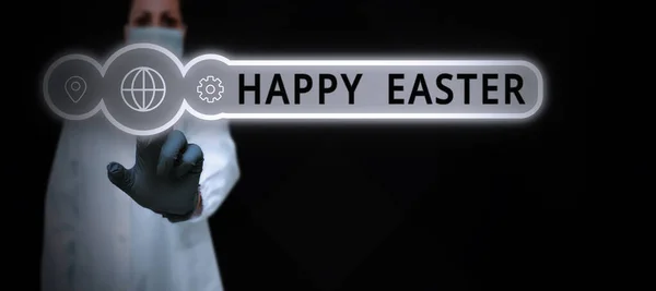 Text Showing Inspiration Happy Easter Business Concept Christian Feast Commemorating — Stock Photo, Image