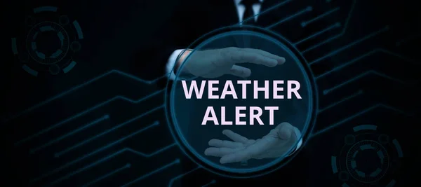 Inspiração Mostrando Sinal Weather Alert Business Mostra Alerta Urgente Sobre — Fotografia de Stock