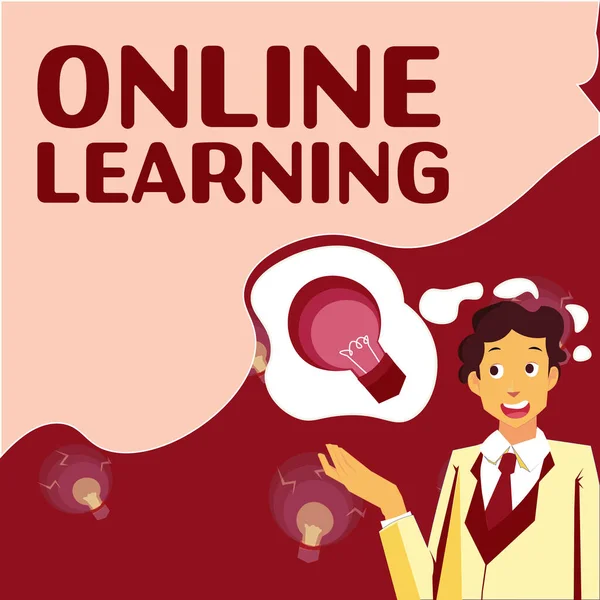 Exibição Conceitual Aprendizagem Online Palavra Escrita Larning Com Ajuda Internet — Fotografia de Stock
